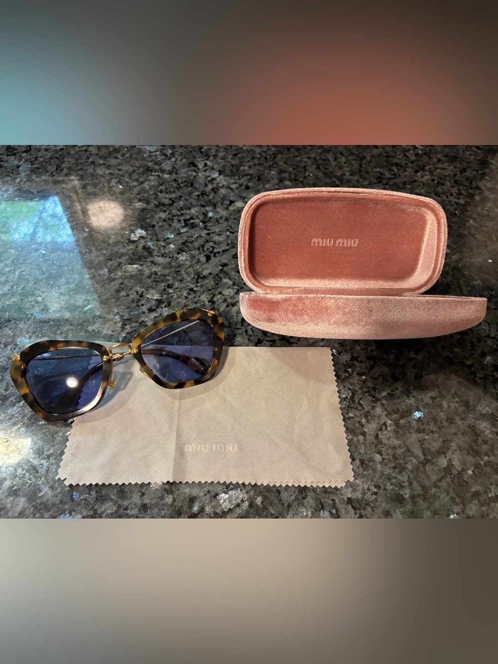Authentic Miu Miu Tortoiseshell Cat-Eye Sunglasses Grey Lenses Designer Y2K